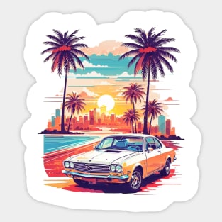 Miami Street Ride: Retro Car Vector Tee Sticker